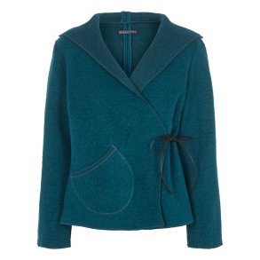 Sl-om jakke med htte. Petrol.