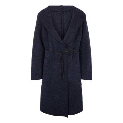 Lang uldjakke- midnatsbl.