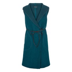 Lang vest med htte. Petrol.