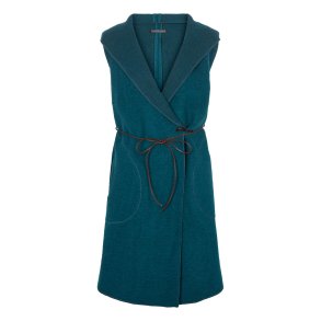 Lang vest med htte. Petrol.