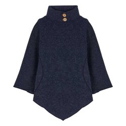 Poncho med spids og stkrave. Midnatsbl.