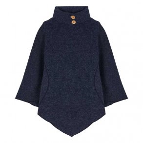 Poncho med spids og stkrave. Midnatsbl.