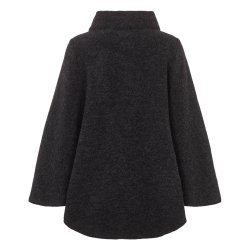 Poncho med lynls og krave. Koksgr.